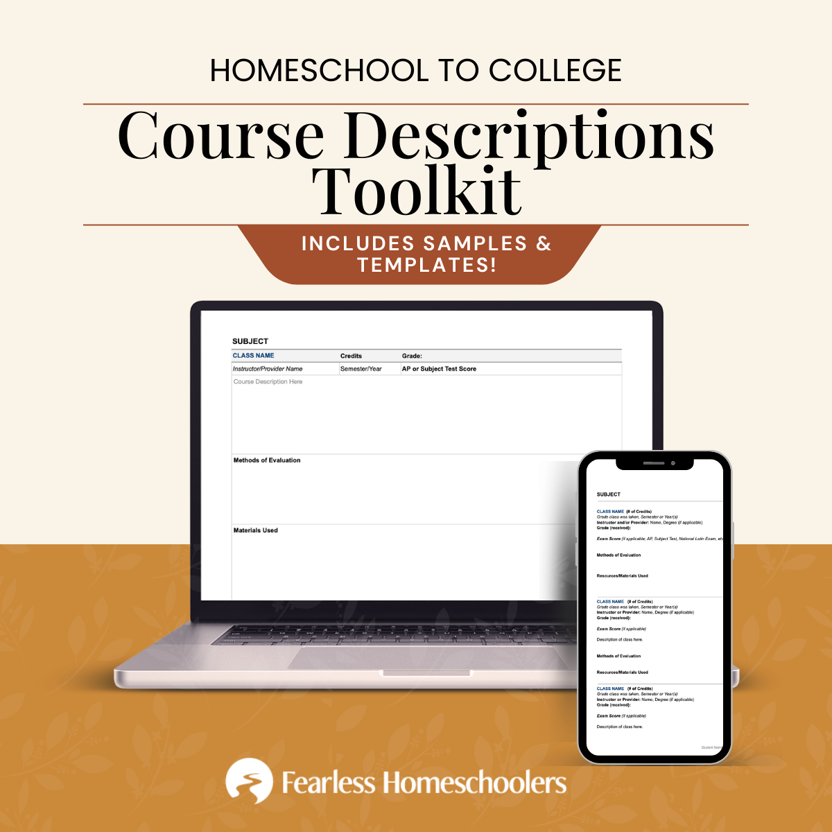 Homeschool Course Descriptions Template